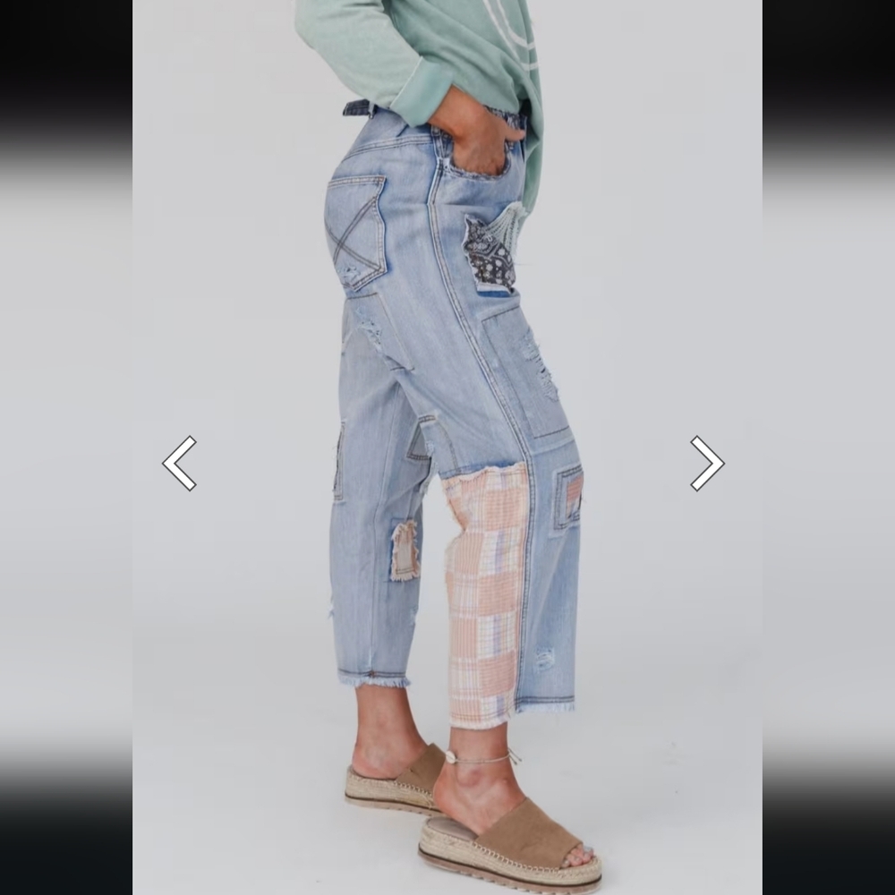 The Wanderlight POL Patchwork/Wide-Leg Jeans Boho… - image 15